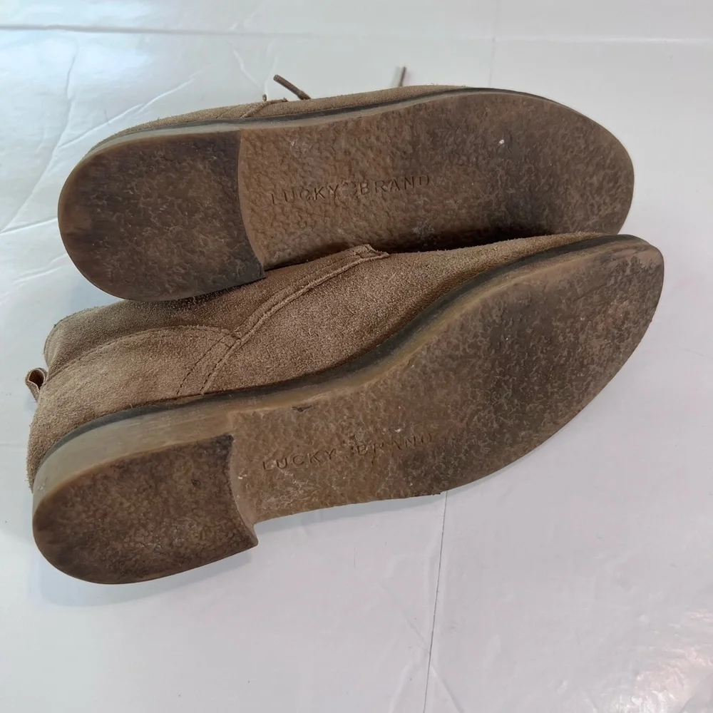 LUCKY Brand Garboh Tan Fall Desert Suede Leather Lace Up Chukka Ankle Bootie 8.5